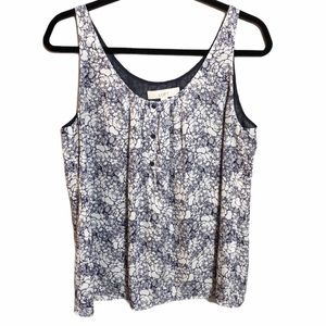 LOFT Navy and White Floral Tank Top